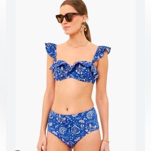 Vineyard Vines Anegada Floral High Rise bikini bottoms and ruffled top